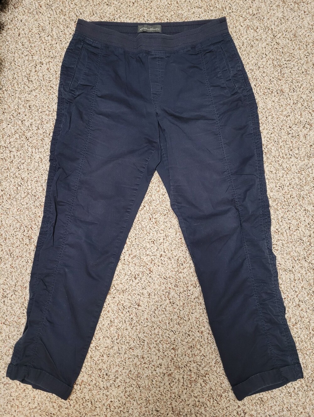 Eddie Bauer Navy Straight-Leg Cropped Pants